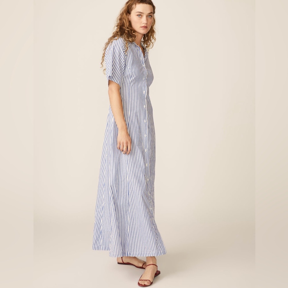 NWT STATESIDE STRIPE POPLIN MAXI SHIRT DRESS SZ L